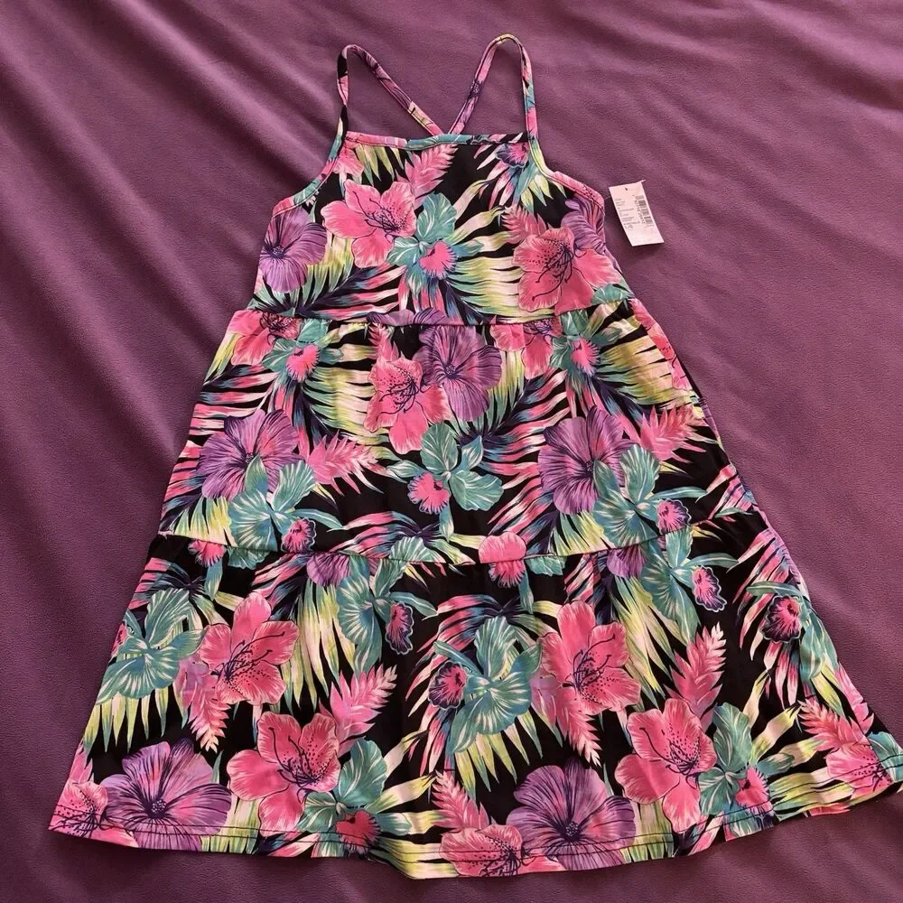 Children’s Place Dress Girls Youth Size 10/12 Large Floral Vacation Party NEW